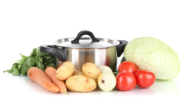 Ingrediënten voor het koken van de soep geïsoleerd op wit — Stockfoto