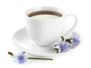 hindiba, üzerinde beyaz izole ile çay