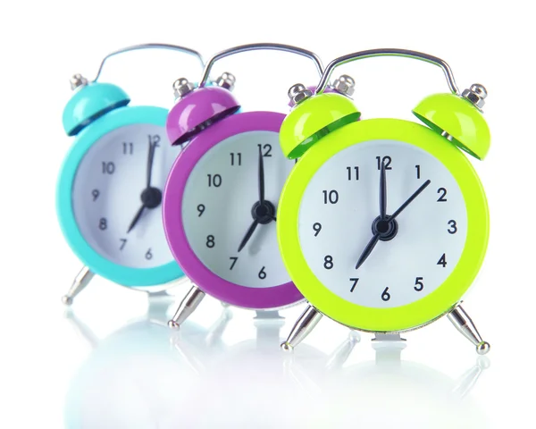 Colorful alarm clock isolated on white — Stock Photo, Image