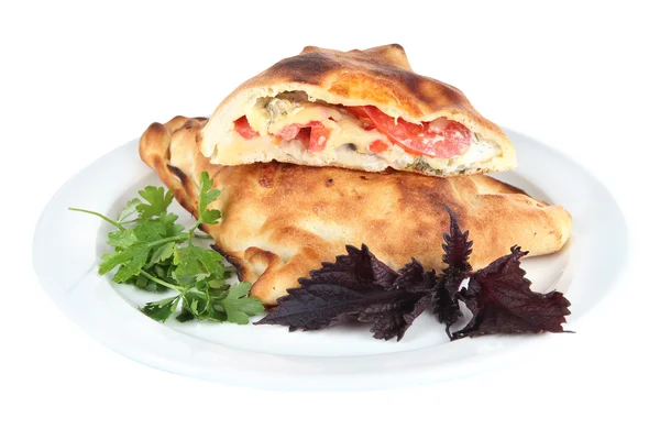 Pizza calzone on table isolated on white — Stock Photo, Image