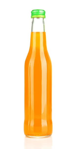 Bottiglia con bevanda gustosa, isolata su bianco — Foto Stock