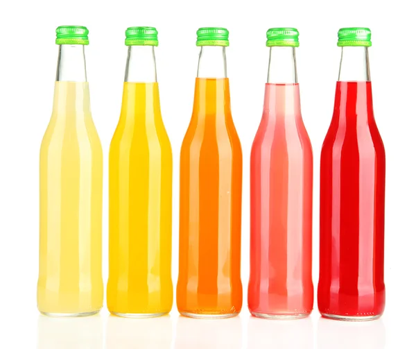 Bottles with tasty drink, isolated on white — Stock Photo, Image