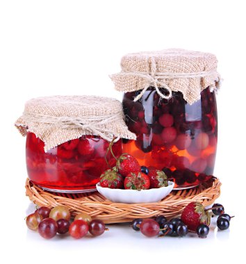 Home made berry jam isolated on white