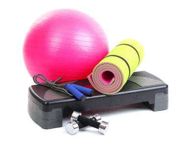 farklı araçları üzerinde beyaz izole fitness için