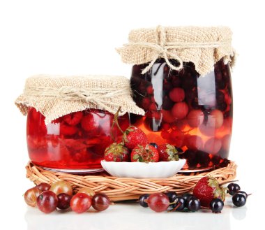 Home made berry jam isolated on white