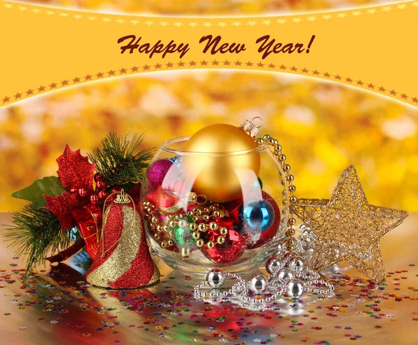 Christmas decoration on golden background — Stock Photo, Image
