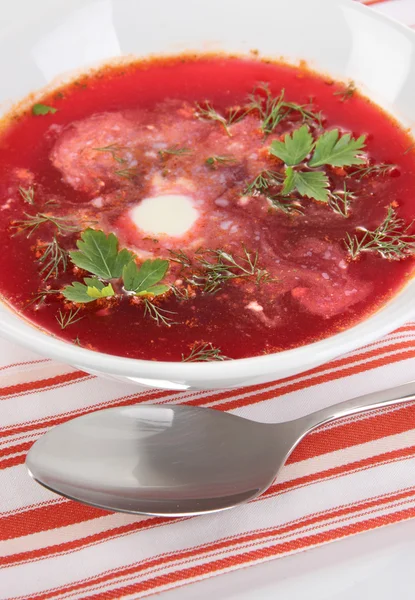 Delicioso borsch en primer plano de la mesa — Foto de Stock