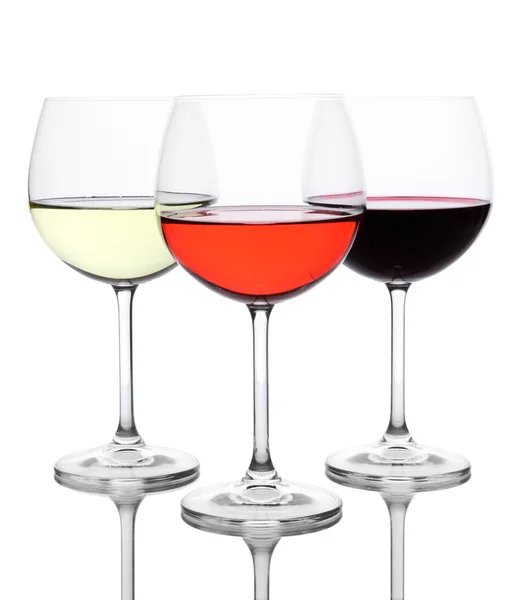 Választék a borok elszigetelt fehér szemüveg — Stock Fotó