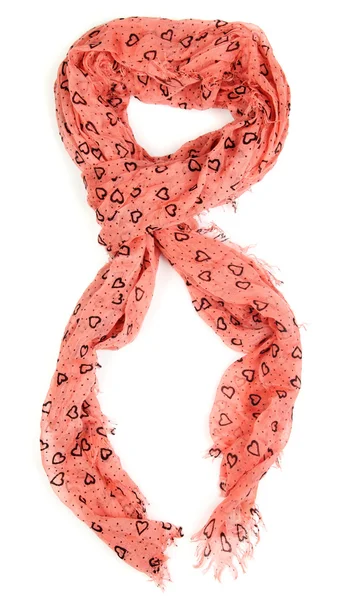 Rosafarbener Schal mit Herzen auf weißem Grund — Stockfoto