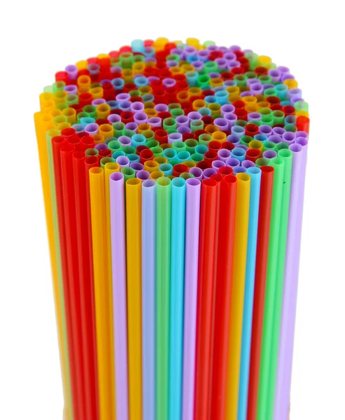 Many straws close-up isolated on white — Stock Photo, Image