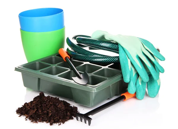 Caja de semillas para plántulas aisladas en blanco — Foto de Stock