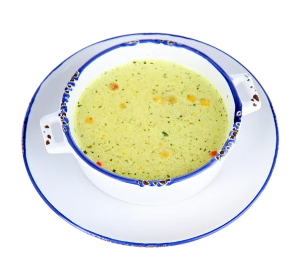 Sopa en plato aislado en blanco — Foto de Stock