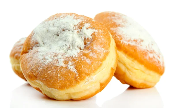 Donuts saborosos, isolados em branco — Fotografia de Stock