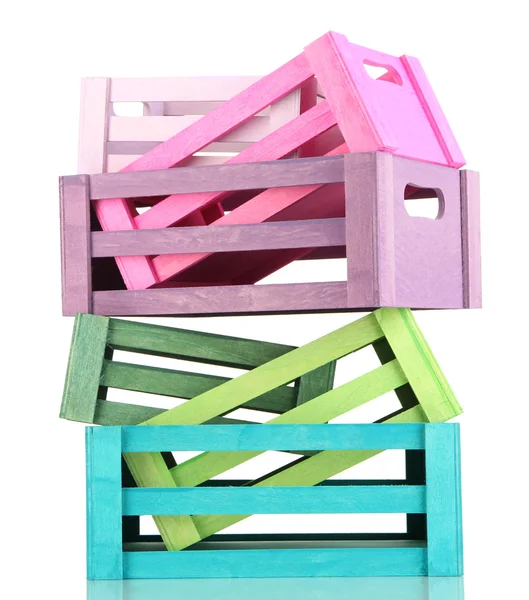 रंग लकड़ी के बक्से, सफेद पर अलग — स्टॉक फ़ोटो, इमेज