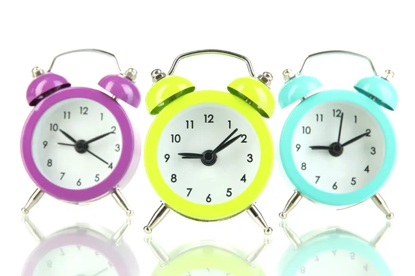 Relojes de alarma retro, aislados en blanco — Foto de Stock