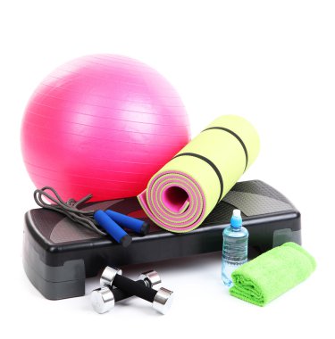 farklı araçları üzerinde beyaz izole fitness için