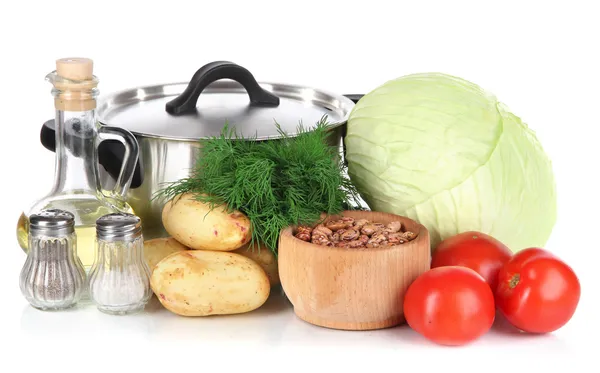 Ingredienser för matlagning borsch isolerad på vit — Stockfoto