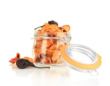 banka üzerinde beyaz izole karışık Kuruyemiş