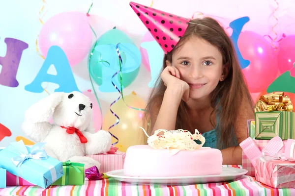 Little beautiful girl celebrate her birthday — Stock Photo, Image