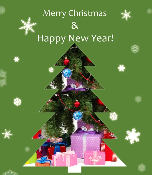 Card in shape of Christmas tree — Stock Photo, Image