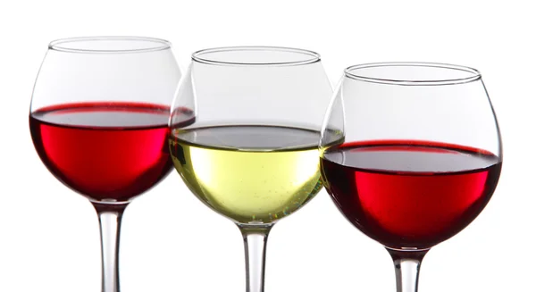 Glasses of wine isolated on white — Stock Photo, Image