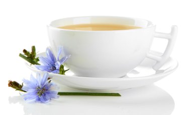 hindiba, üzerinde beyaz izole ile çay