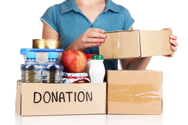 Caja de donación aislada en blanco —  Fotos de Stock