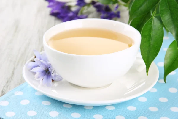 Cup of tea with chicory, on wooden background — Stock Photo, Image