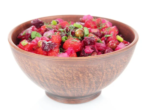 Beet salad in bowl isolated on white — Stock Photo, Image