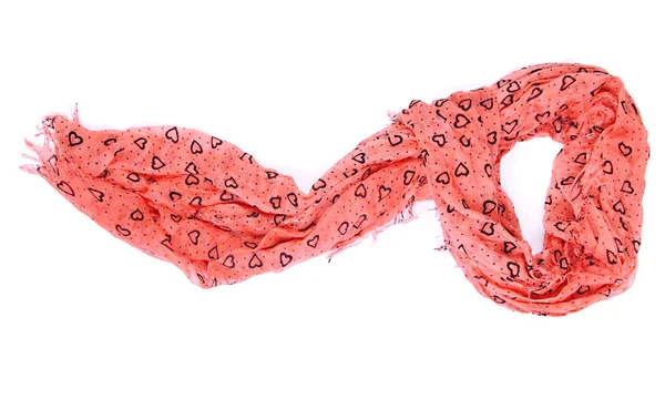 Pink scarf with hearts isolated on white — Stock Photo, Image