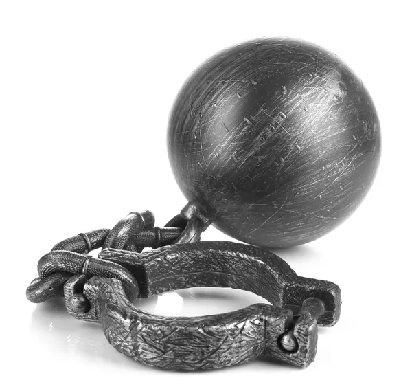 Ball and chain isolated on white — Stock Photo, Image