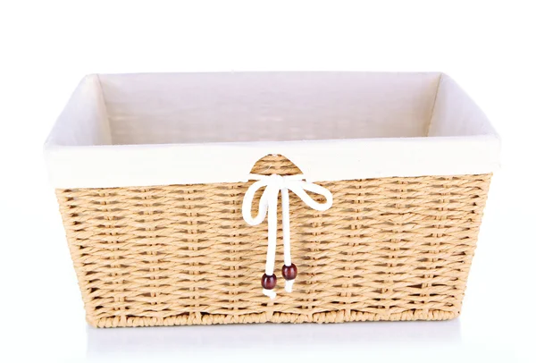 Wicker basket isolated on white — Stock Photo, Image