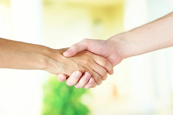 Handshake na světlé pozadí — Stock fotografie
