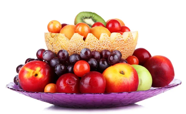Sortiment av saftiga frukter isolerad på vit — Stockfoto