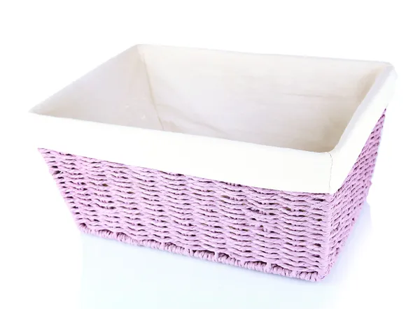 Cesta de vime isolada em branco — Fotografia de Stock