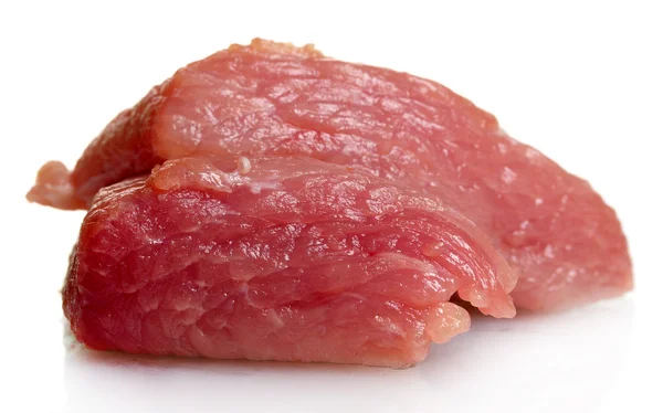 Stück rohes Fleisch isoliert auf weiß — Stockfoto