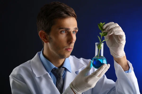 Joven científico de laboratorio trabajando en laboratorio — Foto de Stock