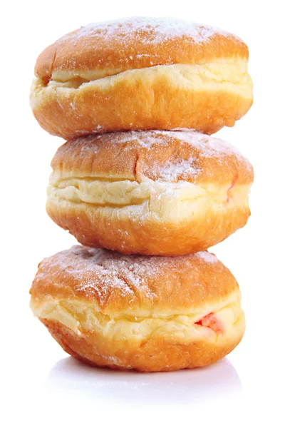 Smakelijke donuts, geïsoleerd op wit — Stockfoto