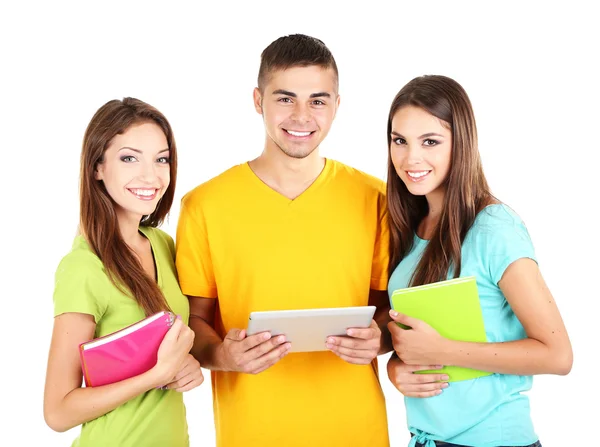 Happy group of beautiful young people, isolated on white — Stock Photo, Image