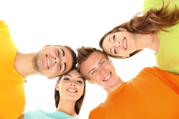 Grupo feliz de belos jovens, isolados em branco — Fotografia de Stock