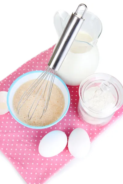 Ingredients for dough isolated on white — Stock Photo, Image