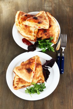Pizza calzones plakaları ahşap tablo