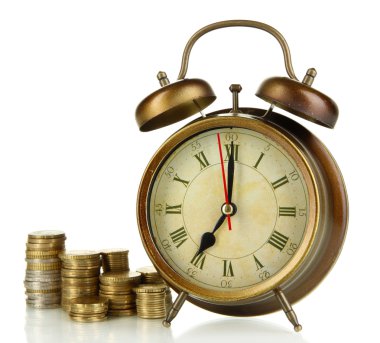 antika saat ve sikkeler üzerinde beyaz izole