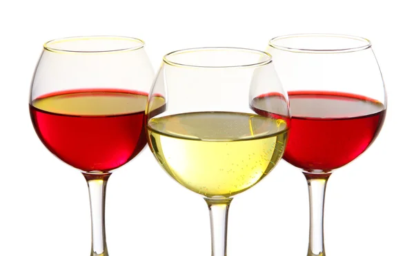 Vasos de vino aislados en blanco — Foto de Stock