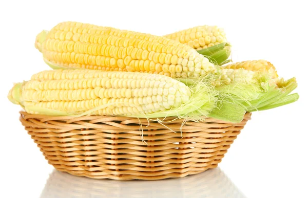 Grano fresco vegetale in cesto isolato su bianco — Foto Stock