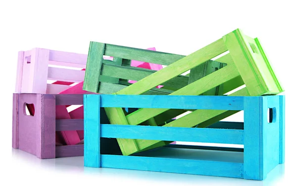 Cajas de madera de color, aisladas en blanco —  Fotos de Stock