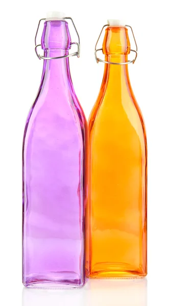 Üres színes üvegek, elszigetelt fehér — Stock Fotó