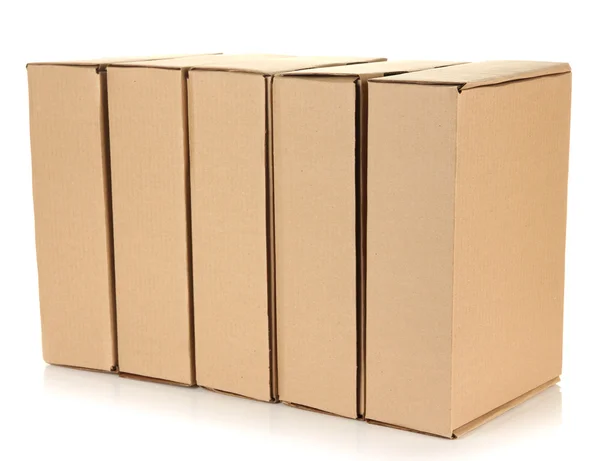 Kutular, üzerinde beyaz izole parsel — Stok fotoğraf
