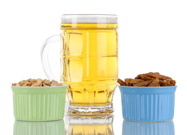 Beer in glass,crouton — Stock Photo, Image