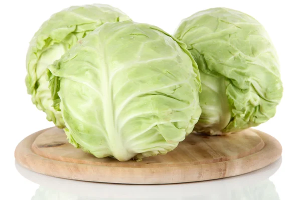 Cabbage on board for cutting isolated on white — Stock Photo, Image